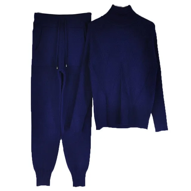 Turtleneck Top and bottoms Tracksuit Set