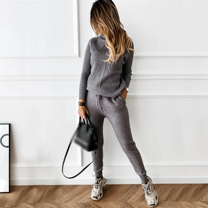 Turtleneck Top and bottoms Tracksuit Set