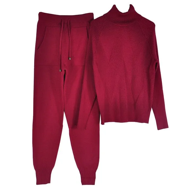 Turtleneck Top and bottoms Tracksuit Set