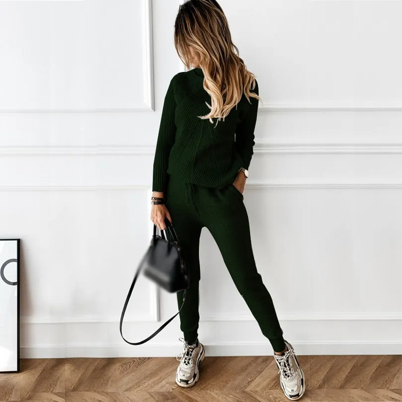 Turtleneck Top and bottoms Tracksuit Set