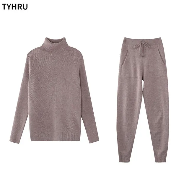 Turtleneck Top and bottoms Tracksuit Set