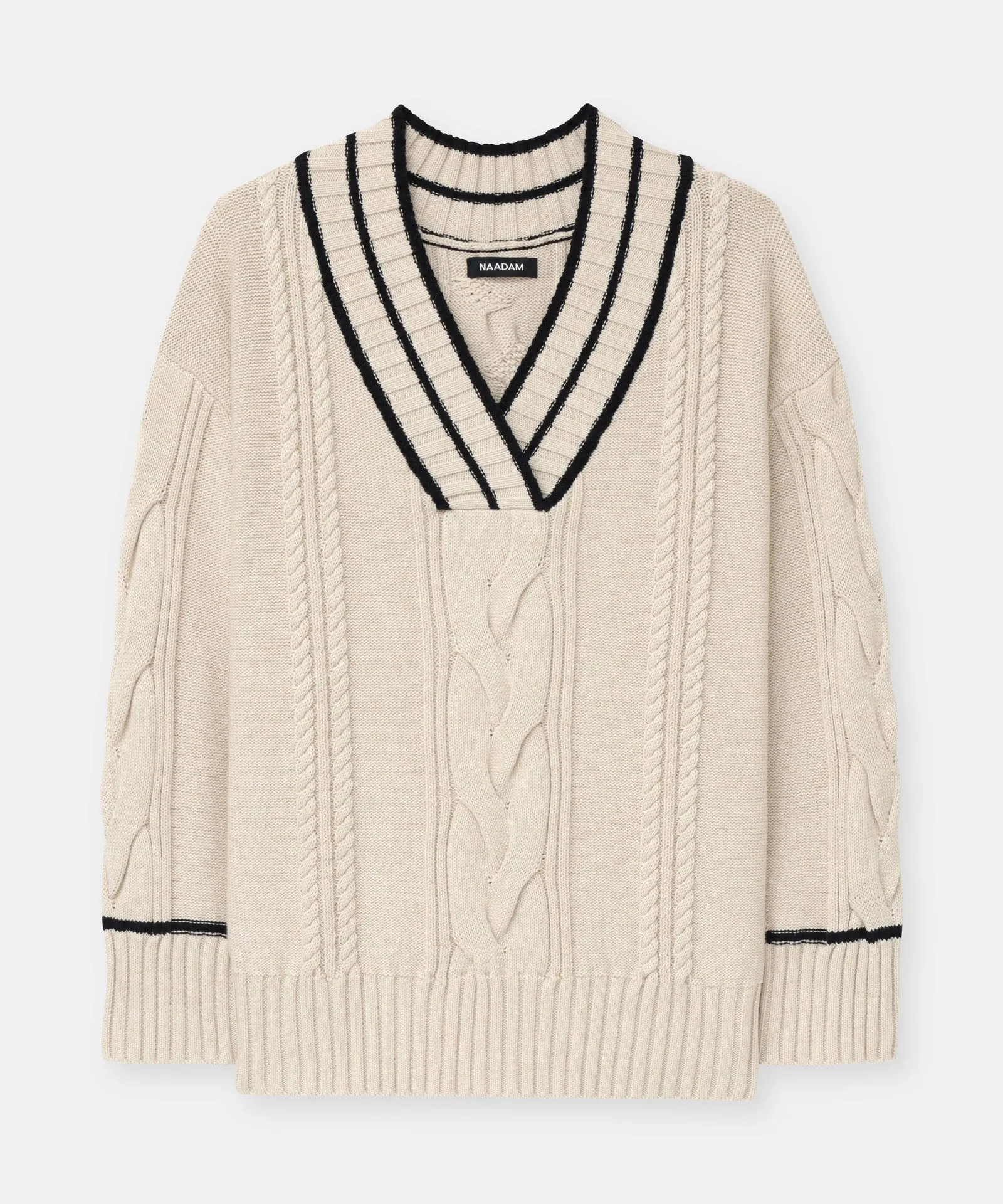 Varsity Cable Knit V-Neck