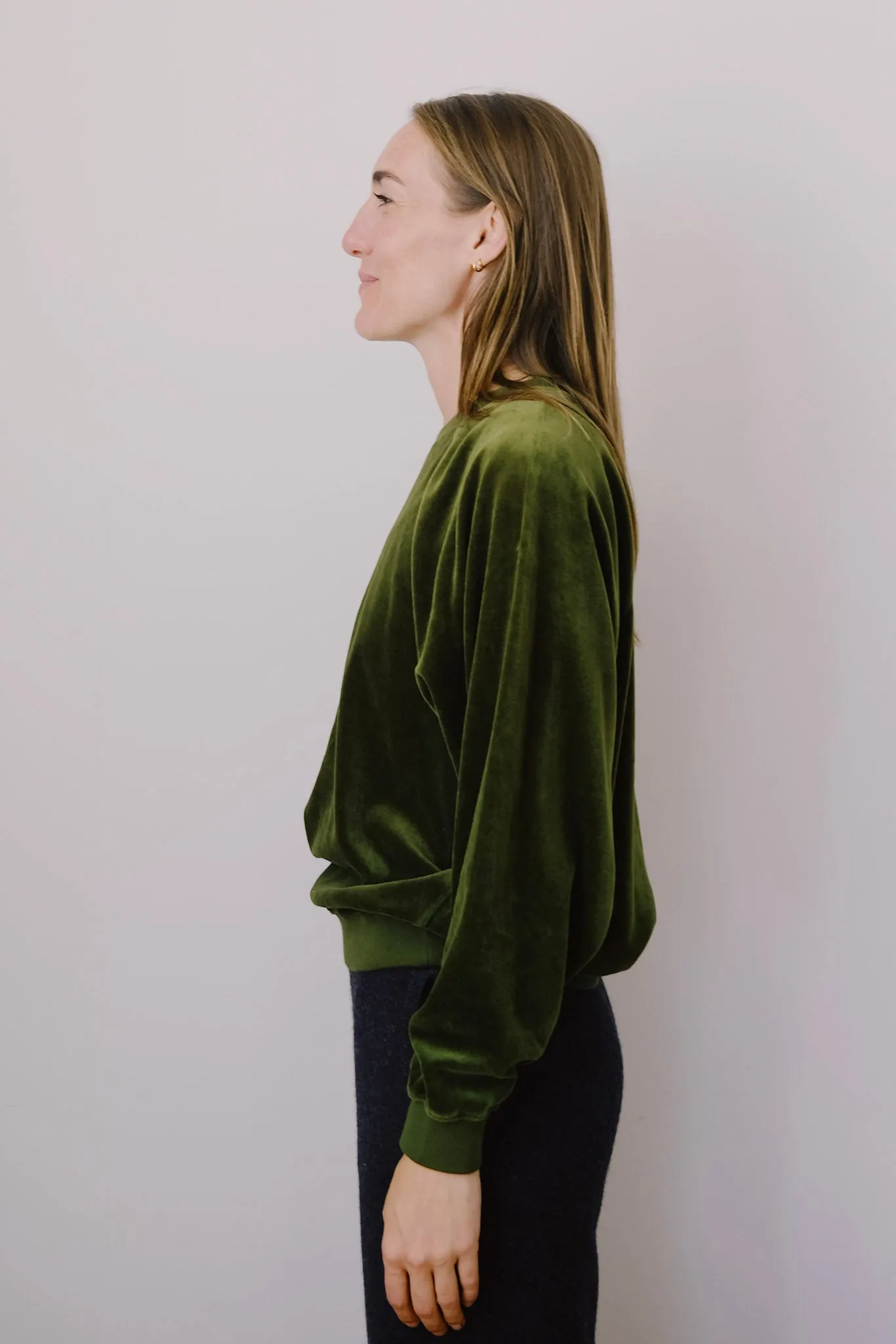 velvet sweatshirt - raglan - green