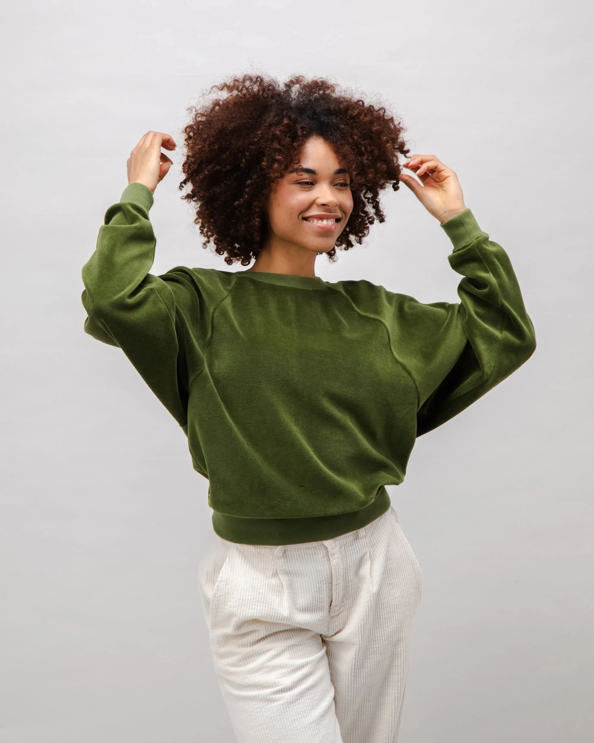 velvet sweatshirt - raglan - green