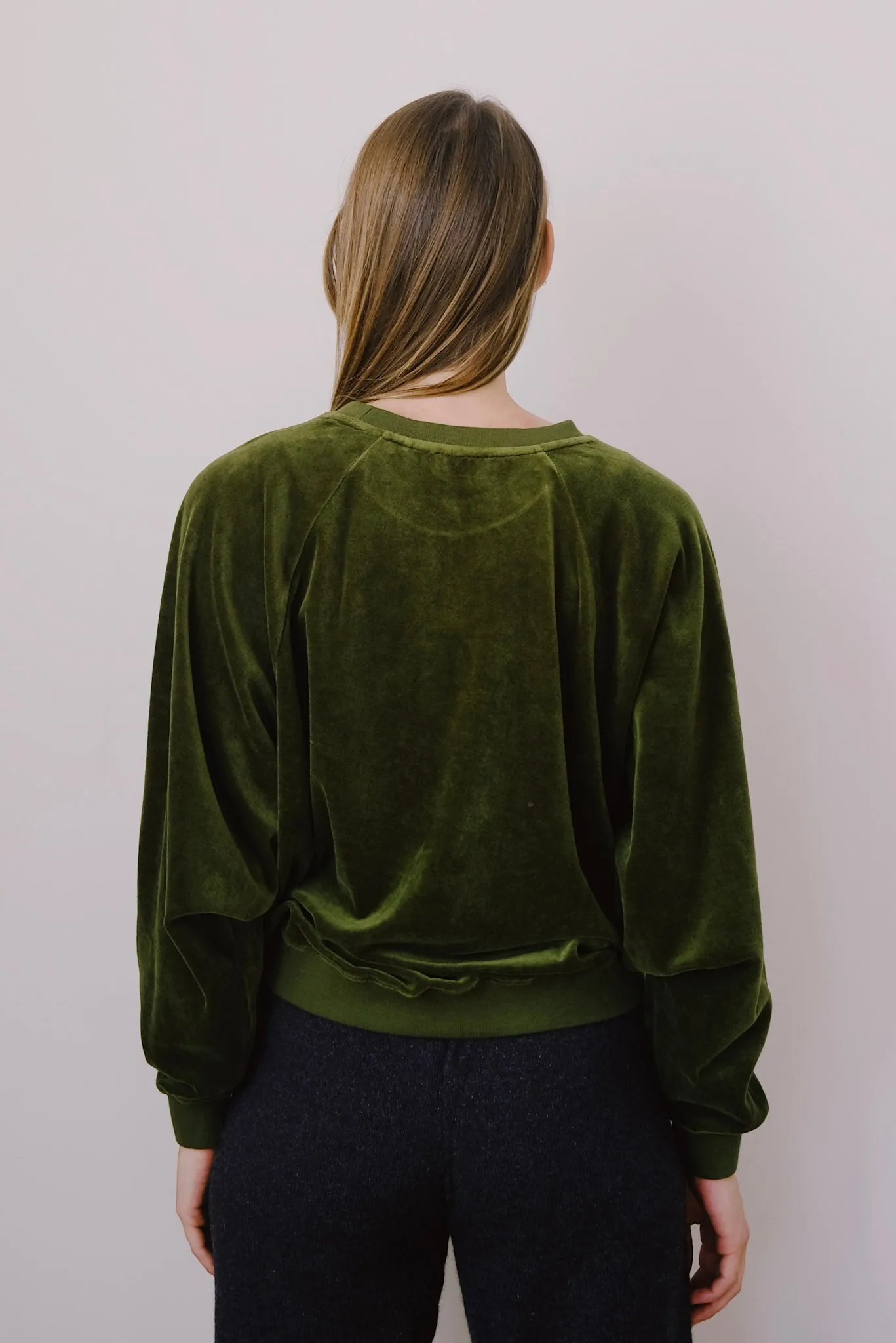 velvet sweatshirt - raglan - green