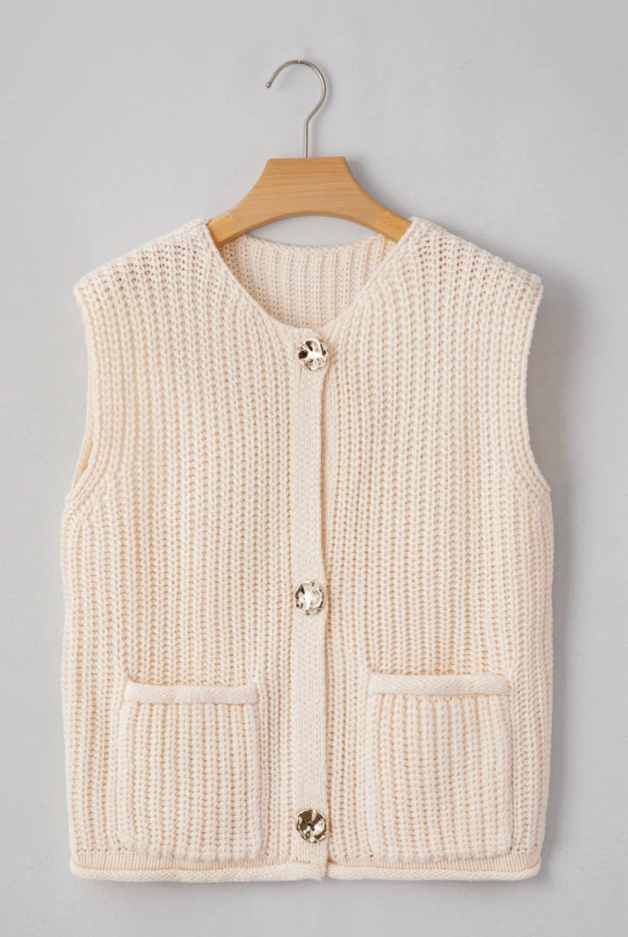 White Knitted Sweater Vest