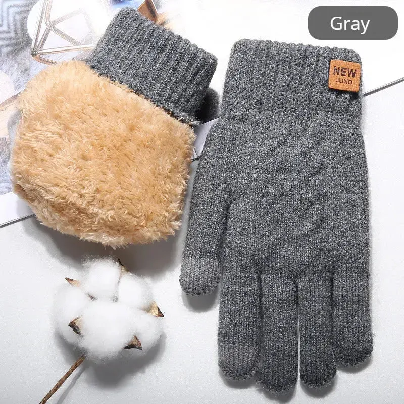 Wholesale Fleece Lined Fashion Warm Black Cable Knitted Winter Touch Screen Gloves