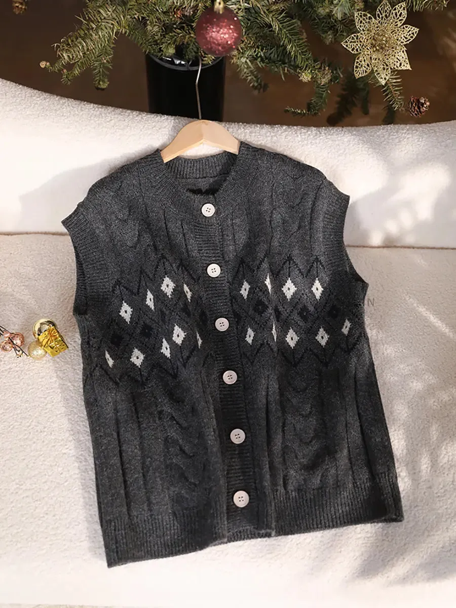 Women Geometric Knitted Vest