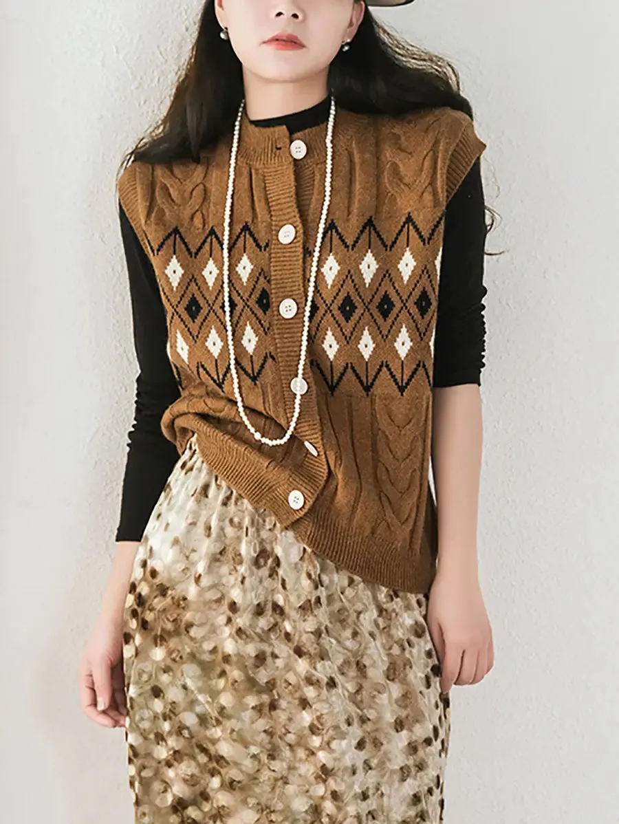 Women Geometric Knitted Vest