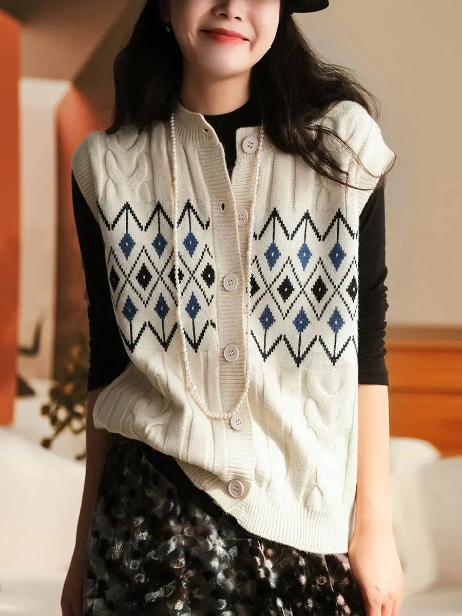 Women Geometric Knitted Vest