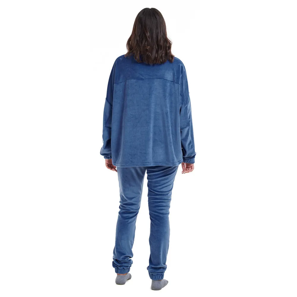 Women Winter Pajama Set Indigo Sweatshirt   Pants