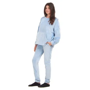 Women Winter Pajama Set Light Blue Sweatshirt   Pants