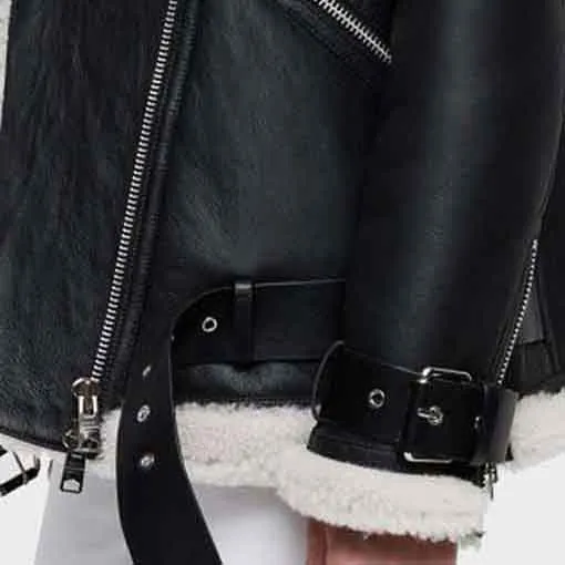 Women’s Black Shearling Biker Jacket