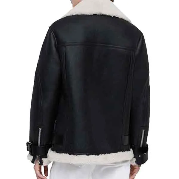 Women’s Black Shearling Biker Jacket