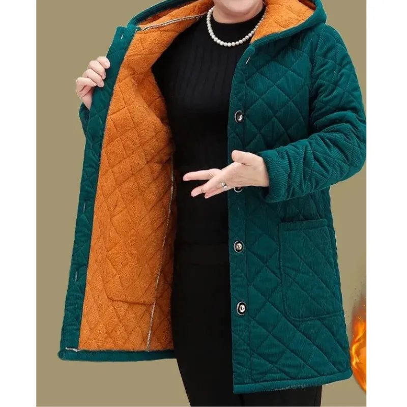 Women's Comfortable Fleece Lined Padded Quilted Coat with Buttons | Ideal for Autumn/Winter