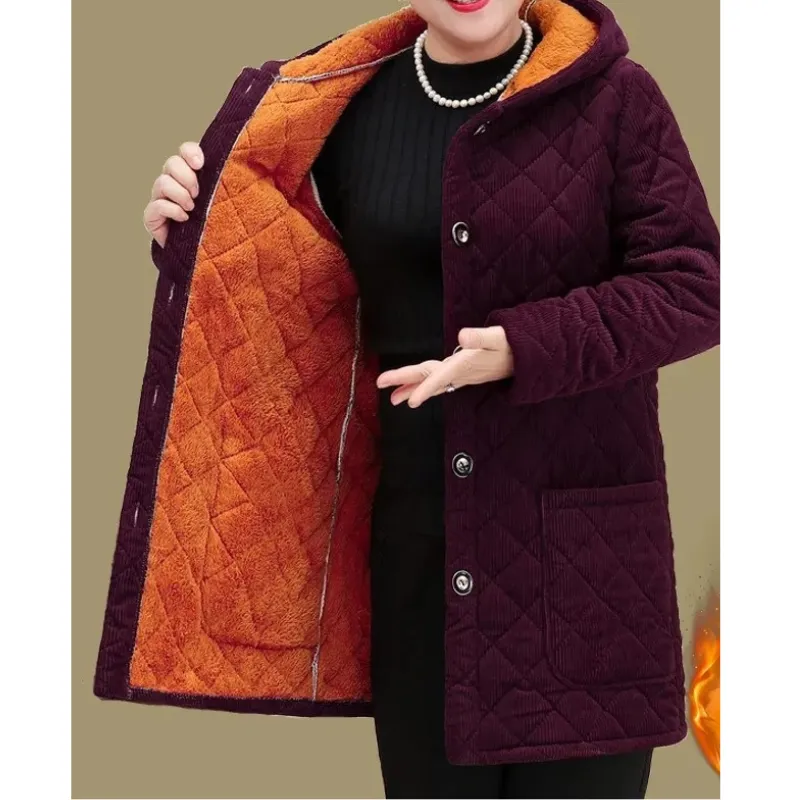 Women's Comfortable Fleece Lined Padded Quilted Coat with Buttons | Ideal for Autumn/Winter