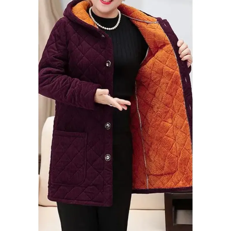 Women's Comfortable Fleece Lined Padded Quilted Coat with Buttons | Ideal for Autumn/Winter