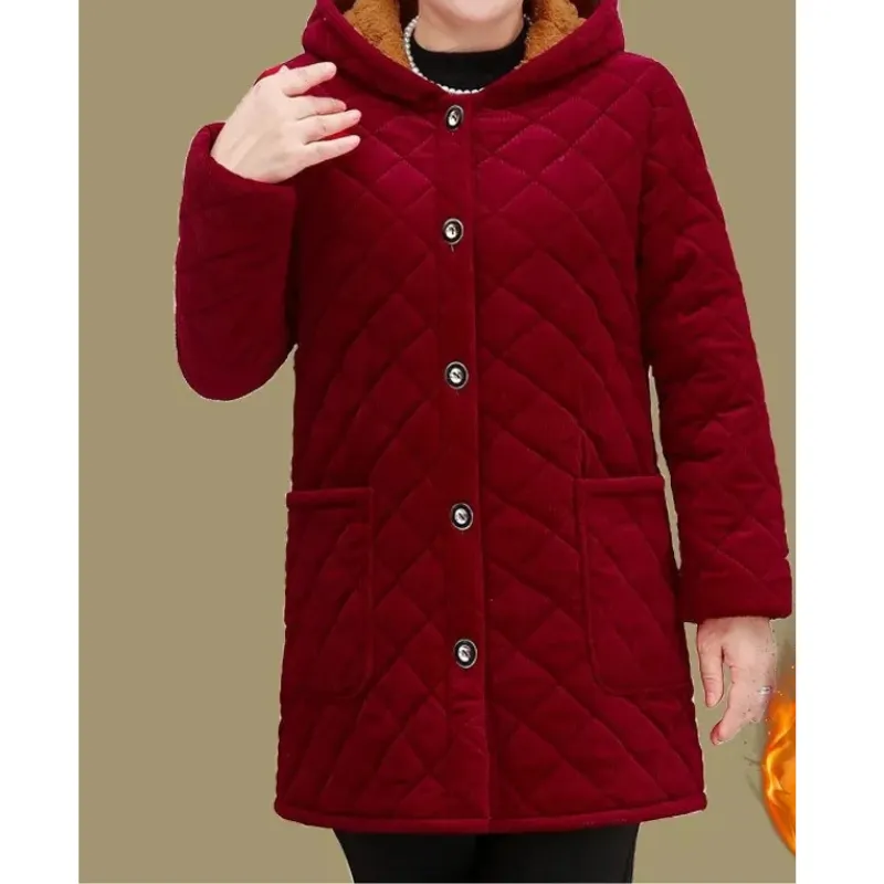 Women's Comfortable Fleece Lined Padded Quilted Coat with Buttons | Ideal for Autumn/Winter