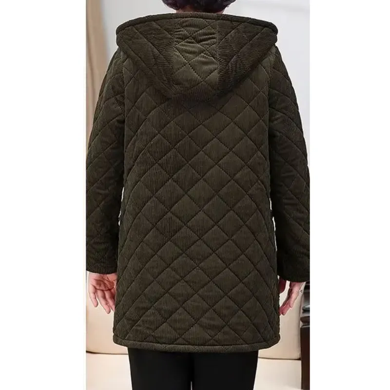 Women's Comfortable Fleece Lined Padded Quilted Coat with Buttons | Ideal for Autumn/Winter