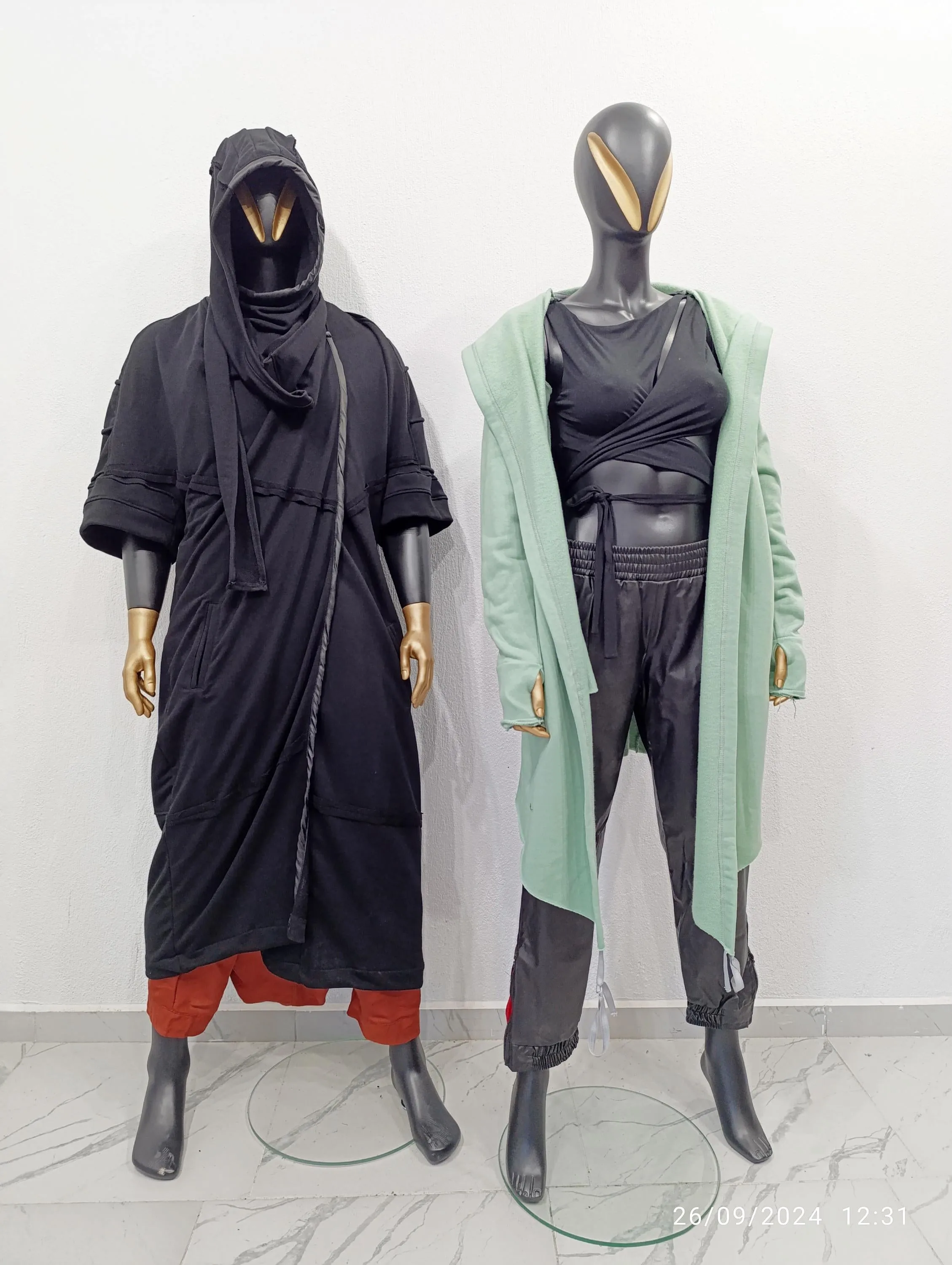 XS-8XL Relaxed Loose Long Cardigan with Hood,Side Pockets Windbreaker Cloak,Cyberpunk Cape Coat, Halloween Festival Futuristic Cloth- BB029