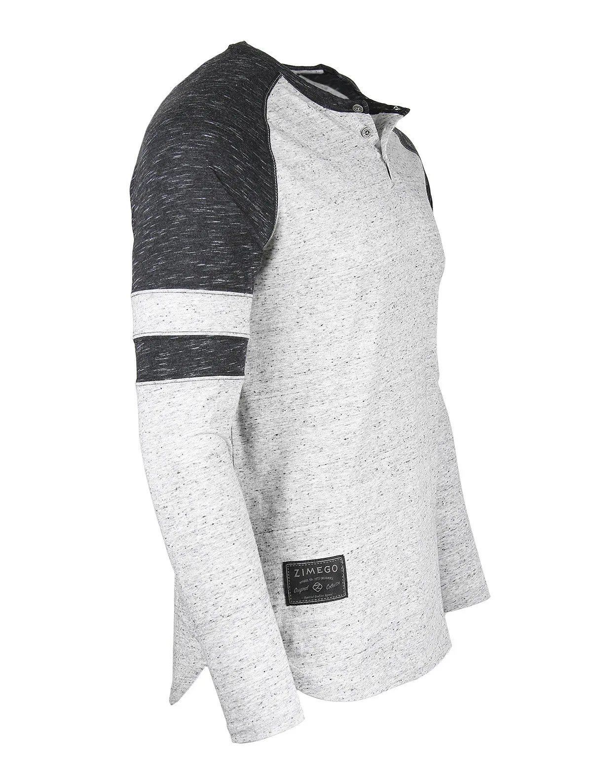 ZIMEGO Men’s Long Sleeve Athletic Contrast Stripes Arm Raglan Henley - ZGLS146