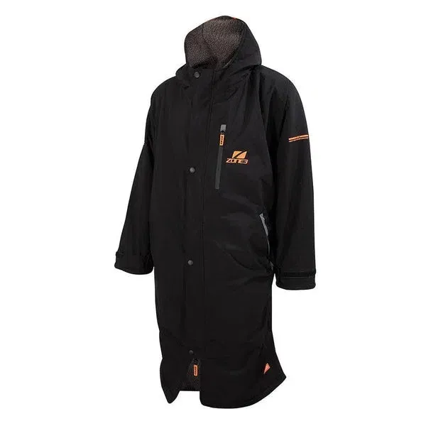 Zone3 Oversized Heat Tech Polar Fleece Parka Robe Jacket Zwart-Oranje